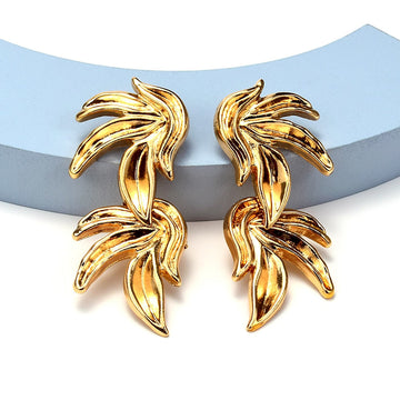 Benny Retro Geometric Metal Drop Earrings - SunsetFashionLA